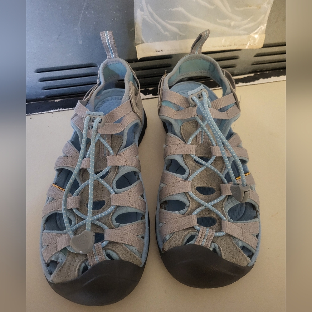 Keen whisper gray/blue adjustable sports sandals size 7